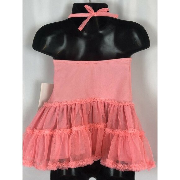 Kate Mack Hot Pink Frilly Pink Halter Dress Aloha Rose Tulle Size 12 Months NWT - Picture 6 of 9